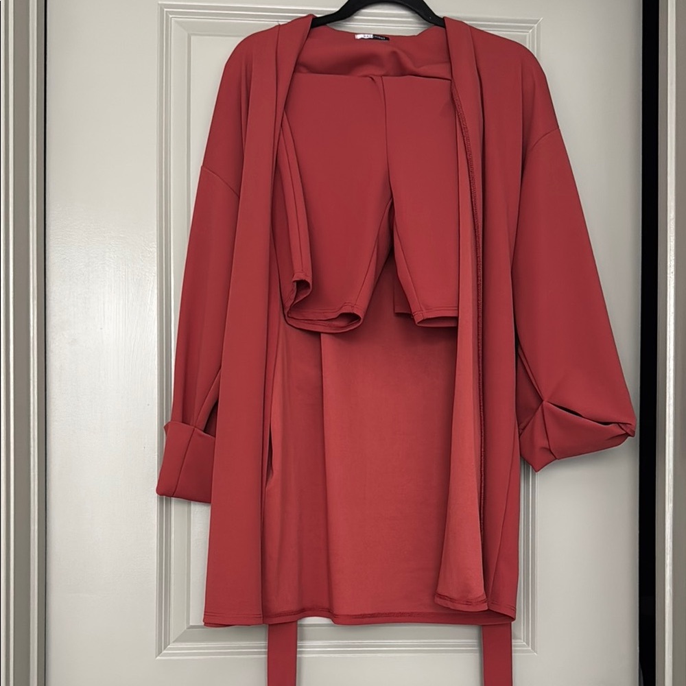 Red Lounge Set with Robe and Shorts